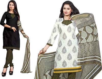 

Jiya Cotton Self Design, Embroidered Salwar Suit Dupatta Material(Un-stitched), Black;white