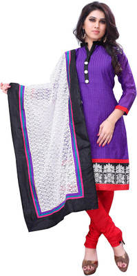 

JT International Silk Embroidered Salwar Suit Dupatta Material(Un-stitched), Purple;red