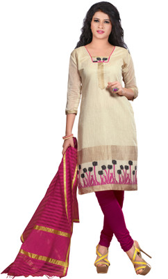 

Jiya Silk Self Design, Embroidered Salwar Suit Dupatta Material(Un-stitched), Beige;pink