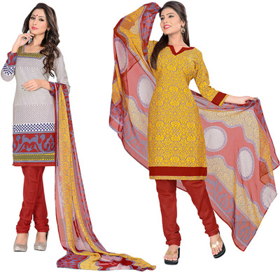 

Jiya Crepe Self Design, Printed Salwar Suit Dupatta Material(Un-stitched), Multicolor;red