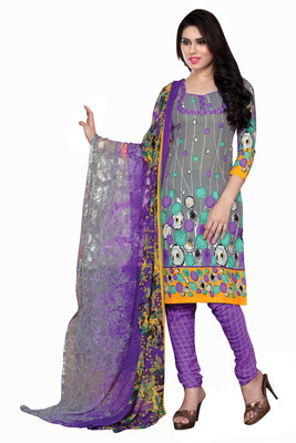 

Jiya Cotton Self Design, Printed Salwar Suit Dupatta Material(Un-stitched), Grey;purple