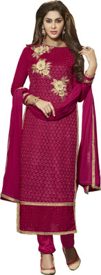 

Jiya Net Self Design, Embroidered Salwar Suit Dupatta Material(Un-stitched), Pink