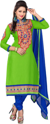 

Jiya Cotton Embroidered Dress/Top Material(Un-stitched), Green