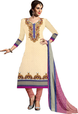 

Jiya Crepe Self Design, Printed Salwar Suit Dupatta Material(Un-stitched), Beige;pink