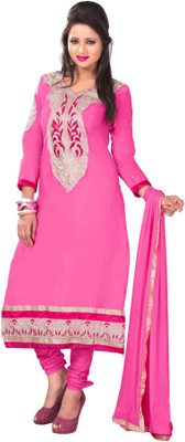 

Khushali Cotton Self Design, Embroidered Dress/Top Material(Un-stitched), Pink