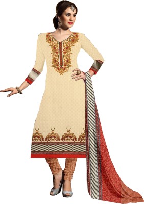 

Khushali Crepe Self Design, Printed Salwar Suit Dupatta Material(Un-stitched), Beige;red