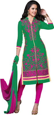 

Jiya Cotton Self Design, Embroidered Salwar Suit Dupatta Material(Un-stitched), Green;pink