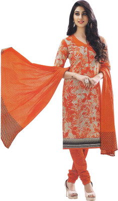 

Party Wear Dresses Cotton Printed Salwar Suit Dupatta Material(Un-stitched), Orange