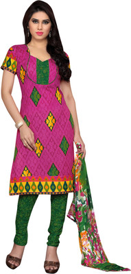 

Jiya Cotton Self Design, Printed Salwar Suit Dupatta Material(Un-stitched), Green;pink