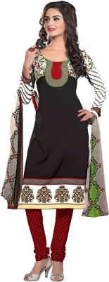 

Khushali Crepe Self Design, Printed Salwar Suit Dupatta Material(Un-stitched), Black;multicolor;red