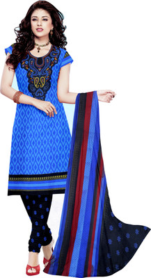 

Jiya Crepe Printed Salwar Suit Dupatta Material(Un-stitched), Black;blue;multicolor