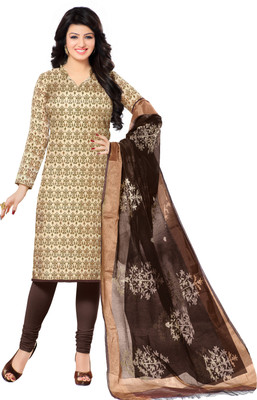 

Jiya Chanderi Self Design Salwar Suit Dupatta Material(Un-stitched), Beige;brown