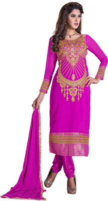 

Khushali Georgette Self Design, Embroidered Dress/Top Material(Un-stitched), Rani