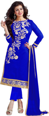 

Jiya Chanderi Self Design, Embroidered Salwar Suit Dupatta Material(Un-stitched), Blue