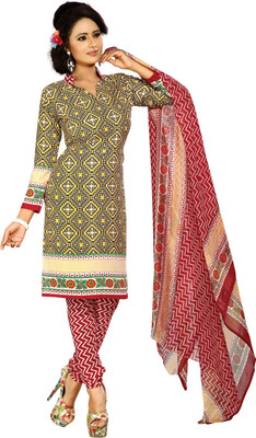 

Women Latest Fancy Designer Salwar Suit Crepe Printed Salwar Suit Dupatta Material(Un-stitched), Multicolor