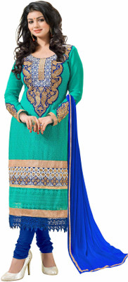 

Women Latest Fancy Designer Salwar Suit Georgette Self Design, Embroidered Salwar Suit Dupatta Material(Un-stitched), Green