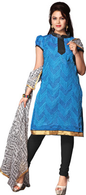 

Jiya Chanderi Self Design, Embroidered Salwar Suit Dupatta Material(Un-stitched), Black;blue