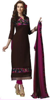 

Jiya Chanderi Self Design, Embroidered Salwar Suit Dupatta Material(Un-stitched), Brown;pink