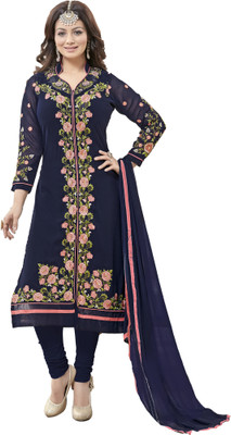 

Khushali Georgette Self Design, Embroidered Salwar Suit Dupatta Material(Un-stitched), Blue