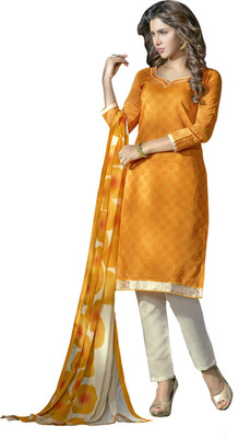 

Jiya Chanderi Self Design, Printed Salwar Suit Dupatta Material(Un-stitched), Multicolor;white;yellow