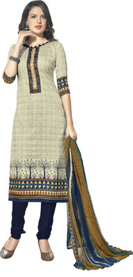 

Khushali Cotton Self Design, Printed Salwar Suit Dupatta Material(Un-stitched), Beige;dark blue;multicolor