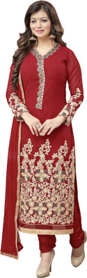 

Khushali Georgette Self Design, Embroidered Salwar Suit Dupatta Material(Un-stitched), Red