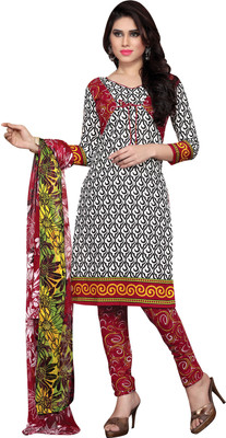 

Jiya Cotton Self Design, Printed Salwar Suit Dupatta Material(Un-stitched), Black;red;white