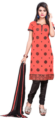 

Morli Cotton Self Design Salwar Suit Dupatta Material(Un-stitched), Orange