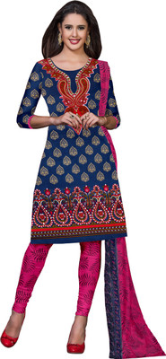 

Jiya Crepe Self Design, Printed Salwar Suit Dupatta Material(Un-stitched), Blue;multicolor