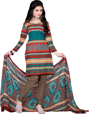 

Women Latest Fancy Designer Salwar Suit Crepe Printed Salwar Suit Dupatta Material(Un-stitched), Multicolor
