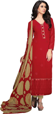 

Khushali Georgette Self Design, Embroidered Salwar Suit Dupatta Material(Un-stitched), Beige;red
