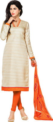 

Jiya Silk Self Design Salwar Suit Dupatta Material(Un-stitched), Beige;orange
