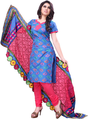 

JT International Jacquard Embroidered Salwar Suit Dupatta Material(Un-stitched), Blue;pink