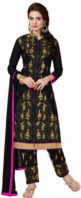 

Jiya Cotton Self Design, Embroidered Salwar Suit Dupatta Material(Un-stitched), Black