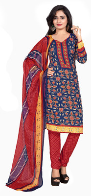 

Women Latest Fancy Designer Salwar Suit Crepe Printed Salwar Suit Dupatta Material(Un-stitched), Multicolor