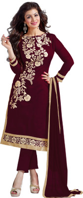 

Jiya Chanderi Self Design, Embroidered Salwar Suit Dupatta Material(Un-stitched), Maroon