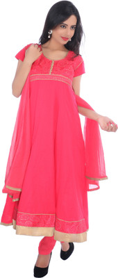 

JT International Cotton Embroidered Salwar Suit Dupatta Material(Un-stitched), Red