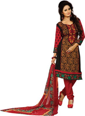 

Jiya Crepe Self Design, Printed Salwar Suit Dupatta Material(Un-stitched), Black;multicolor;orange;red