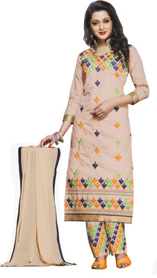 

Jiya Cotton Self Design, Embroidered Salwar Suit Dupatta Material(Un-stitched), Orange