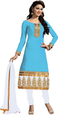 

Khushali Chanderi Self Design, Embroidered Salwar Suit Dupatta Material(Un-stitched), Blue;white