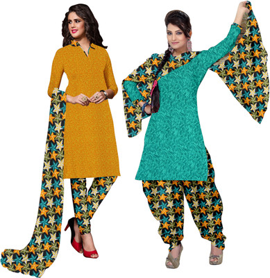 

Women Latest Fancy Designer Salwar Suit Crepe Printed Salwar Suit Dupatta Material(Un-stitched), Multicolor