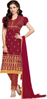 

Jiya Cotton Self Design, Embroidered Salwar Suit Dupatta Material(Un-stitched), Maroon