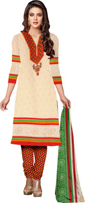

Jiya Crepe Self Design, Printed Salwar Suit Dupatta Material(Un-stitched), Beige;multicolor