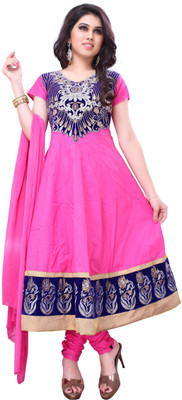 

JT International Cotton Embroidered Salwar Suit Dupatta Material(Un-stitched), Pink