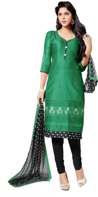 

Khushali Chanderi Self Design, Embroidered Salwar Suit Dupatta Material(Un-stitched), Black;green;white
