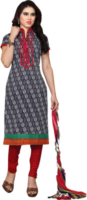 

Khushali Cotton Self Design, Printed Salwar Suit Dupatta Material(Un-stitched), Blue;red