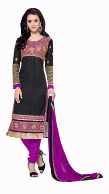 

Trendz Apparels Georgette Embroidered Salwar Suit Dupatta Material(Un-stitched), Black