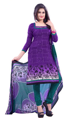 

Khushali Crepe Printed Salwar Suit Dupatta Material(Un-stitched), Light blue;multicolor;purple