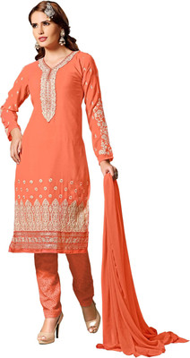 

Manmauj Georgette Embroidered Salwar Suit Dupatta Material(Un-stitched), Orange