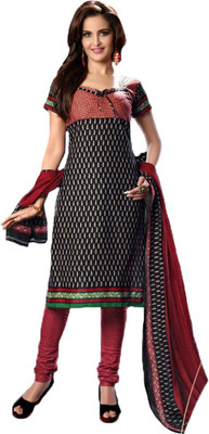 

Party Wear Dresses Cotton Printed Salwar Suit Dupatta Material(Un-stitched), Black